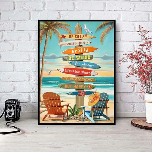 KTHOFCY 5D DIY Diamond Painting Kits for Adults,Tropical Beach Colorful Surfboard Full Drill Embroidery Cross Stitch Crystal Rhinestone Paintings Pictures Arts Wall Decor Painting Dots Kits 12X16 inch - Image 2