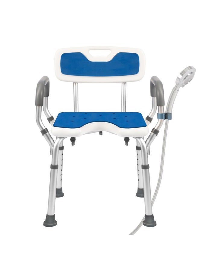 TooCust Shower Chair with Arms and Back Heavy Duty 330lbs, Shower Chair for Inside Shower, Shower Seat for Inside Shower Bathroom Chair with Cutout Seat & Cold-Proof Pads, Tools-Free Assembly - Image 1