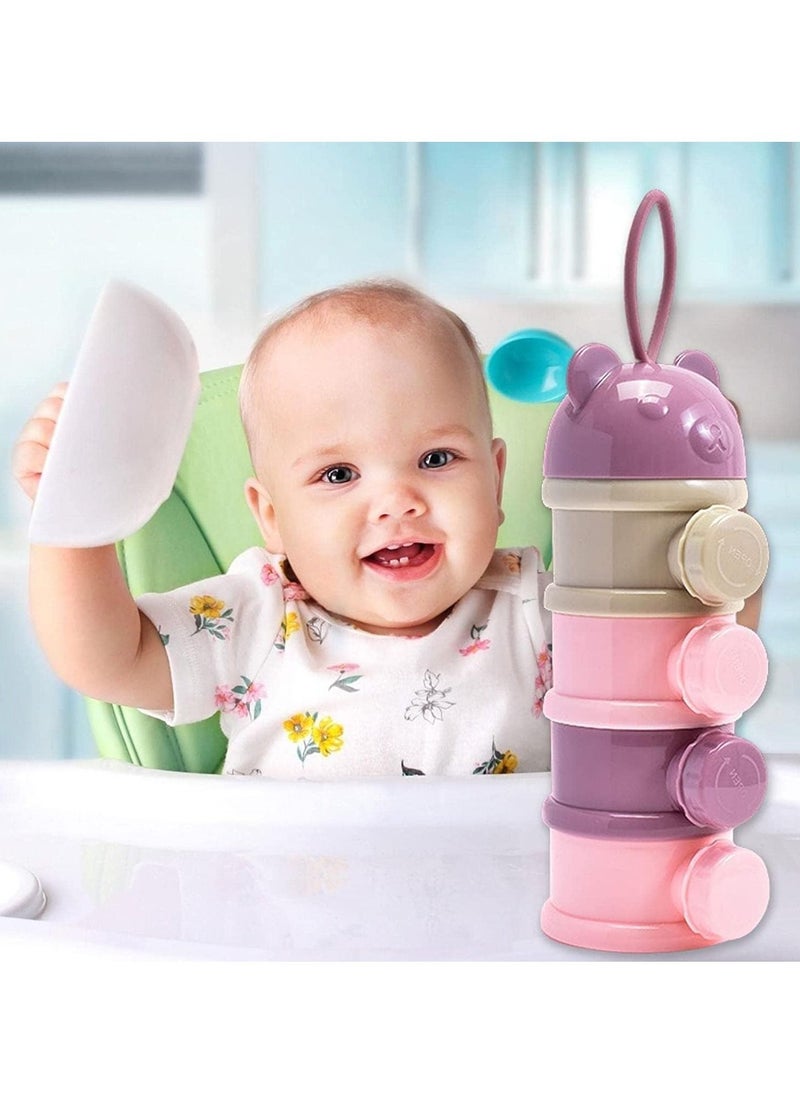 Baby Milk Powder Dispenser Formula Box with 4 Layer, Milk Powder Dispenser Pot Non-Spill Kids Milk Powder Storage Container Snacks Box Portable