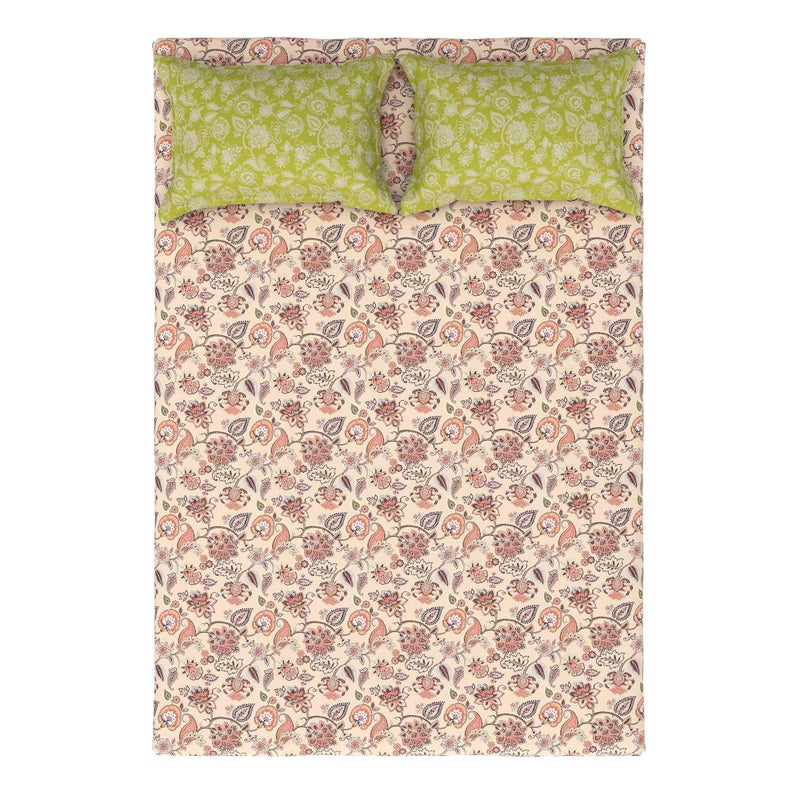 Trident bedsheet Set - Home, 100% Cotton, Bedsheet for Double Bed (1 Queen Size Bedsheet with 2 Pillow Covers) Superior Softness, 144 Thread Count - Palampor Olive - Image 5