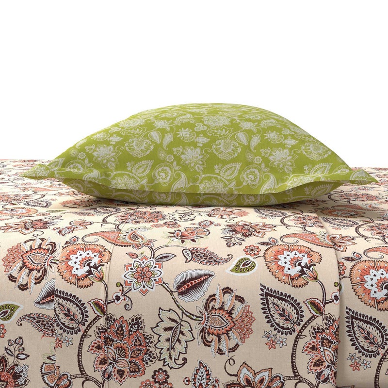 Trident bedsheet Set - Home, 100% Cotton, Bedsheet for Double Bed (1 Queen Size Bedsheet with 2 Pillow Covers) Superior Softness, 144 Thread Count - Palampor Olive - Image 3