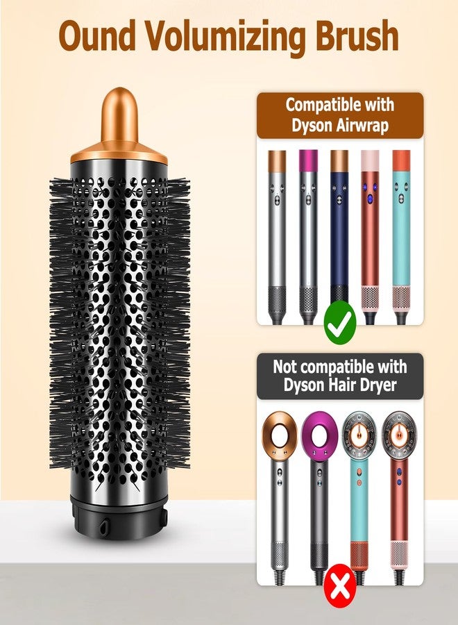 MengTiger Round Brush for Dyson Airwrap Attachment, Oval Volumizing Round Brush Hair Style Accessories for Voluminous Blowout & Curls, Gold - Image 2