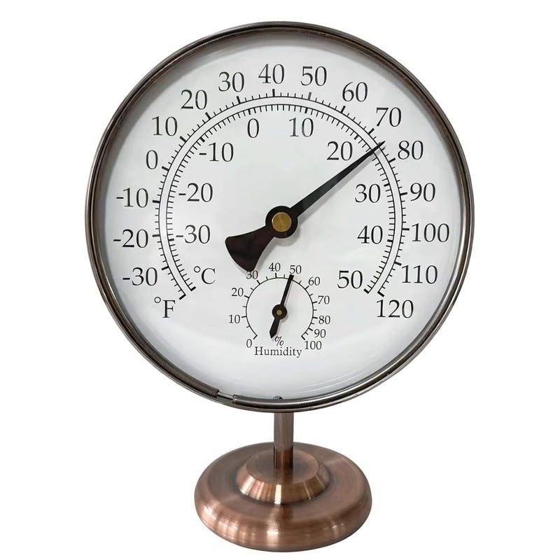 Bronze Thermometer Hygrometer, 4 Inch, for Room, Temperature and Humidity Monitor, Battery Free, Easy Read, Indoor Outdoor Use - Image 2
