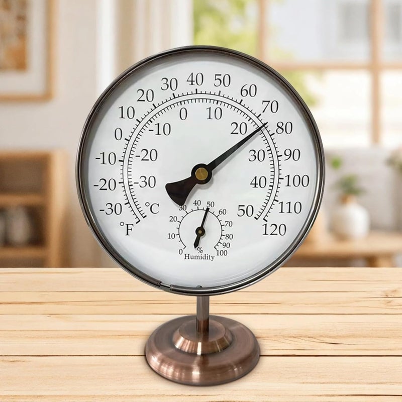Bronze Thermometer Hygrometer, 4 Inch, for Room, Temperature and Humidity Monitor, Battery Free, Easy Read, Indoor Outdoor Use - Image 1