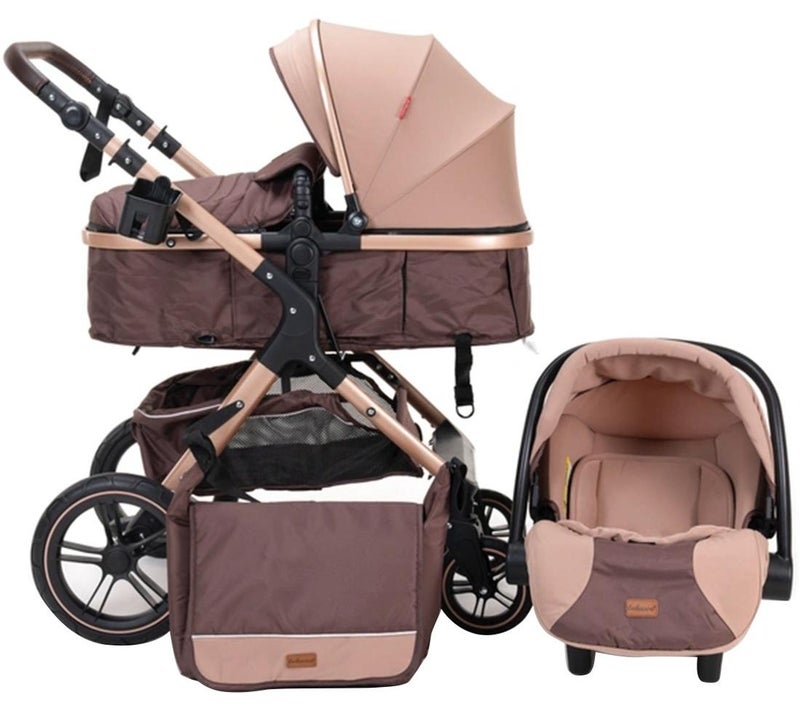 بيليكو عربة أطفال من بيليكو مع مقعد سيارة 3 في 1 نظام سفر كاكي - Image 1