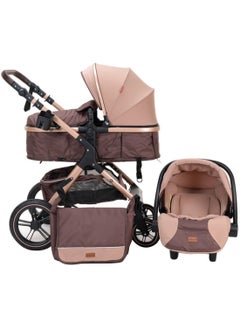 brown with baby carrier / car seat