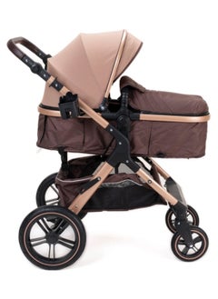 belecoo 3 In 1 Pram Stroller With Car Seat Travel System - Khaki  - Image 4