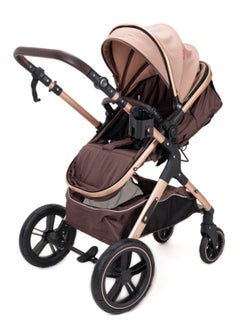 belecoo 3 In 1 Pram Stroller With Car Seat Travel System - Khaki  - Image 5