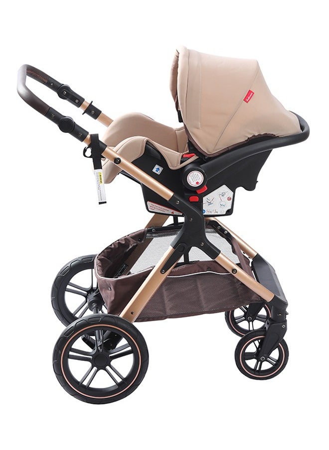 belecoo - 3 In 1 Pram Stroller With Car Seat Travel System - Khaki - Image 1