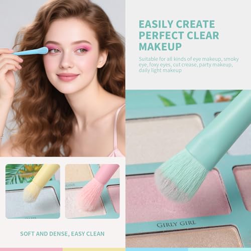 Docolor Makeup Brushes 17 Pcs Colourful Makeup Brush Set Premium Synthetic Kabuki Foundation Blending Face Powder Blush Concealers Eyeshadow Rainbow Makeup Brush Travel Friendly Valentine's Day Gift - Image 4