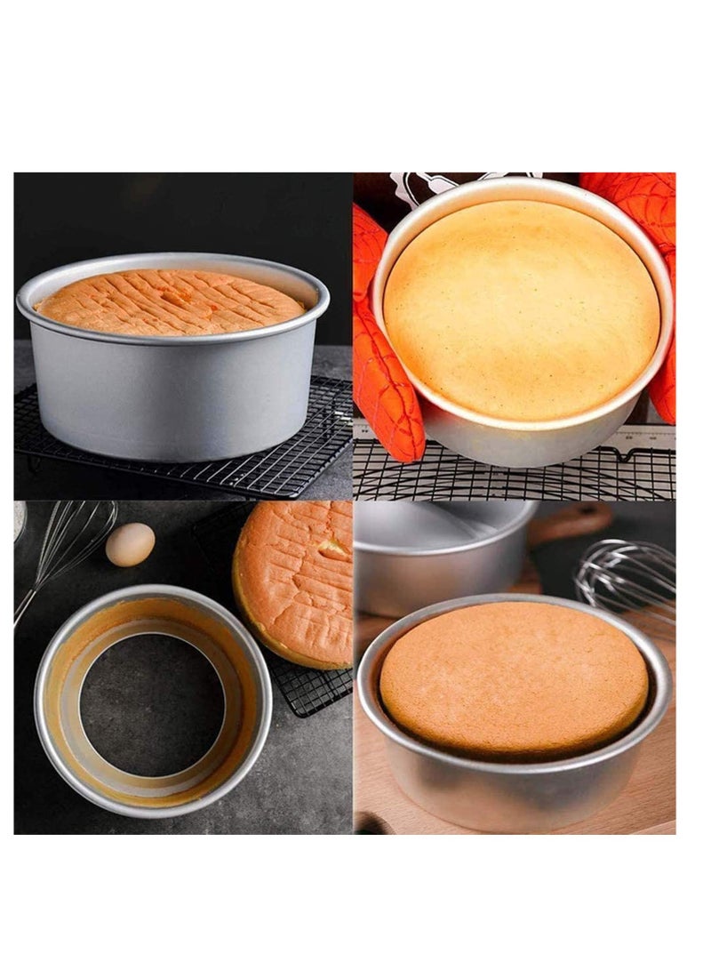 Zikra 8-Inch Non-Stick Deep Aluminum Round Cake Pan, Cake Mold with Removable Bottom for Birthday/Wedding/Celebration Cake Baking Round Cake Tin Set with Loose Base-Professional Bakeware - Image 3