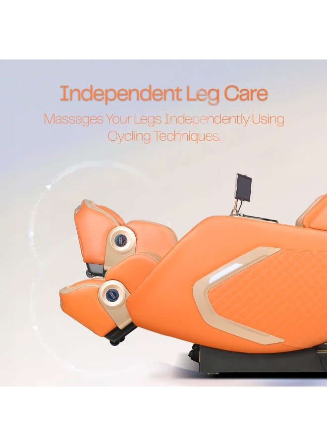 روتاي كرسي مساج روتاي بي آي ستريتش 8D إس إل-تراك، مناسب لركوب الدراجات واليوغا، بكرات تدليك رباعية الأبعاد ثنائية النواة مع 38 وسادة هوائية، تدفئة، انعدام الجاذبية، صوت ذكي، بلوتوث، ضمان 10 سنوات، مقعد ممتد. (هيرماس برتقالي) - Image 2