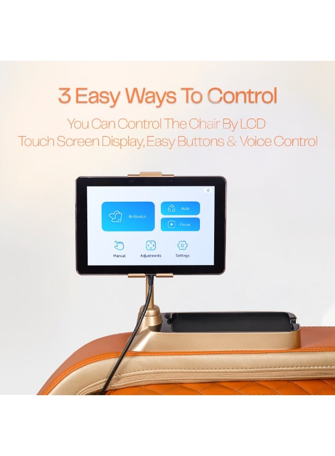 روتاي كرسي مساج روتاي بي آي ستريتش 8D إس إل-تراك، مناسب لركوب الدراجات واليوغا، بكرات تدليك رباعية الأبعاد ثنائية النواة مع 38 وسادة هوائية، تدفئة، انعدام الجاذبية، صوت ذكي، بلوتوث، ضمان 10 سنوات، مقعد ممتد. (هيرماس برتقالي) - Image 3