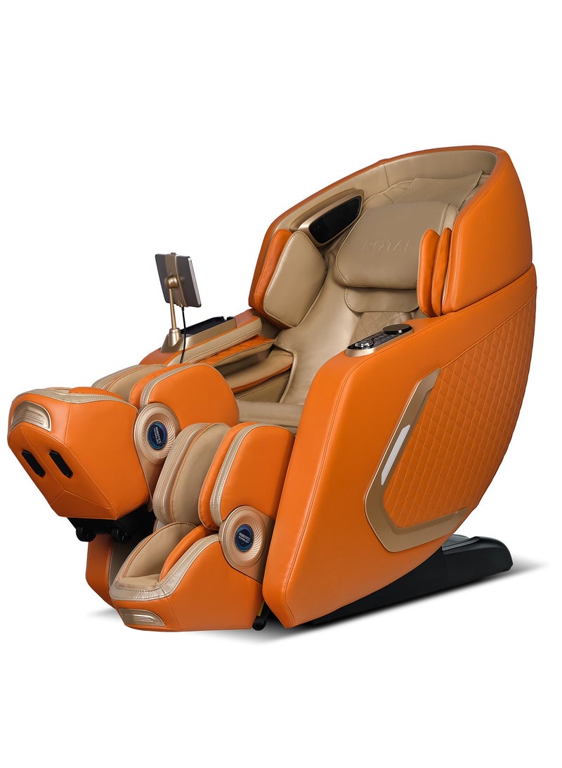 روتاي كرسي مساج روتاي بي آي ستريتش 8D إس إل-تراك، مناسب لركوب الدراجات واليوغا، بكرات تدليك رباعية الأبعاد ثنائية النواة مع 38 وسادة هوائية، تدفئة، انعدام الجاذبية، صوت ذكي، بلوتوث، ضمان 10 سنوات، مقعد ممتد. (هيرماس برتقالي) - Image 1