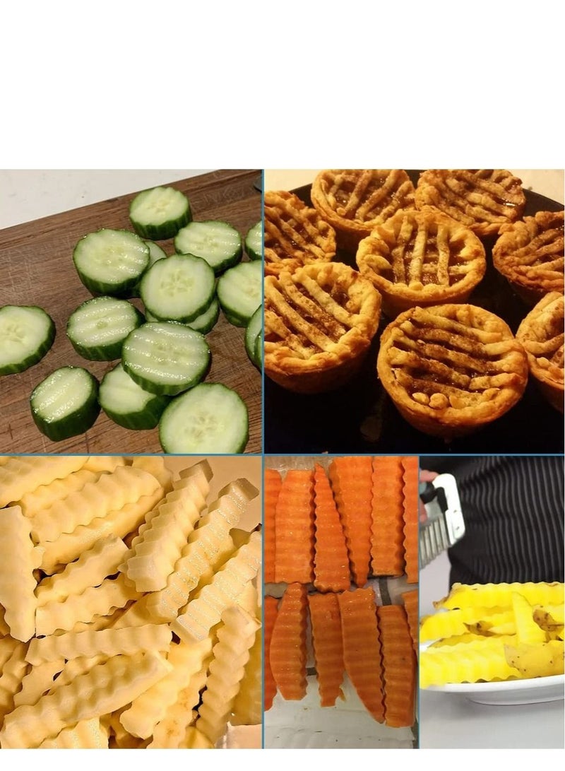 SYOSI Crinkle Cutter Stainless Steel Potato Slicer Heavy Duty Wavy Crinkle Cutting Chopping Tools with Wooden Handle for Carrot Veggies - Image 5