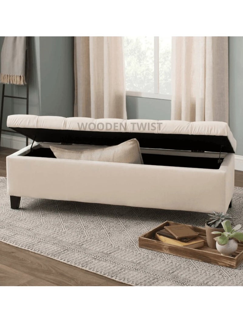 Wooden Twist - Wooden Twist Handmade Button Tufted Design Flip Top Storage Bench Couch - Image 1