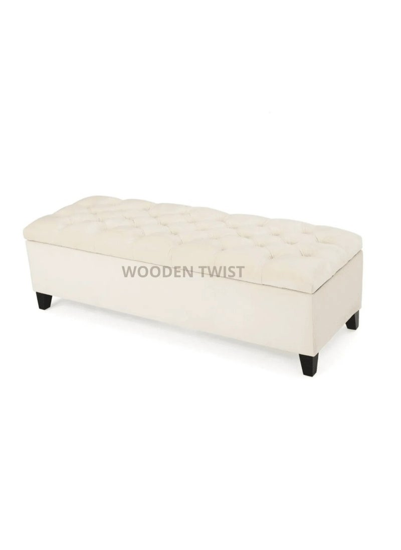 Wooden Twist - Wooden Twist Handmade Button Tufted Design Flip Top Storage Bench Couch - Image 1