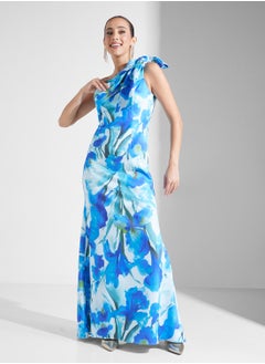 Adrianna Papell Floral Print One Shoulder Maxi Dress  - Image 1