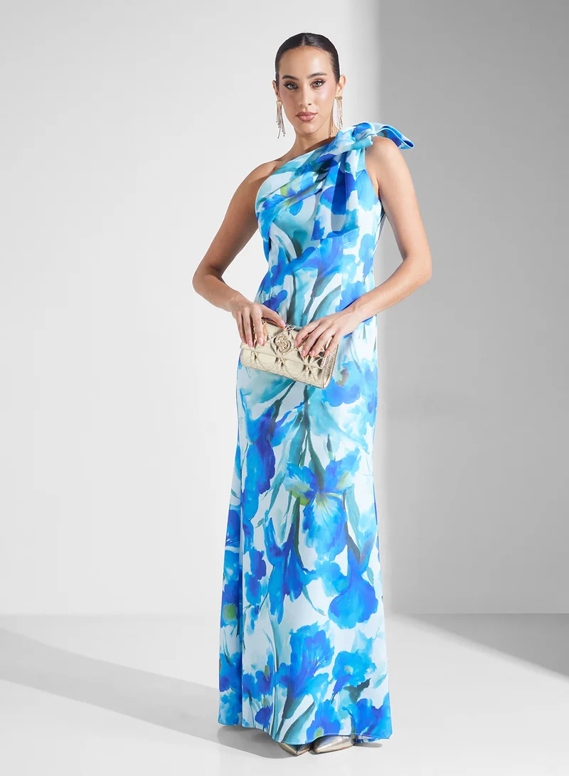 Adrianna Papell Floral One-Shoulder Dress