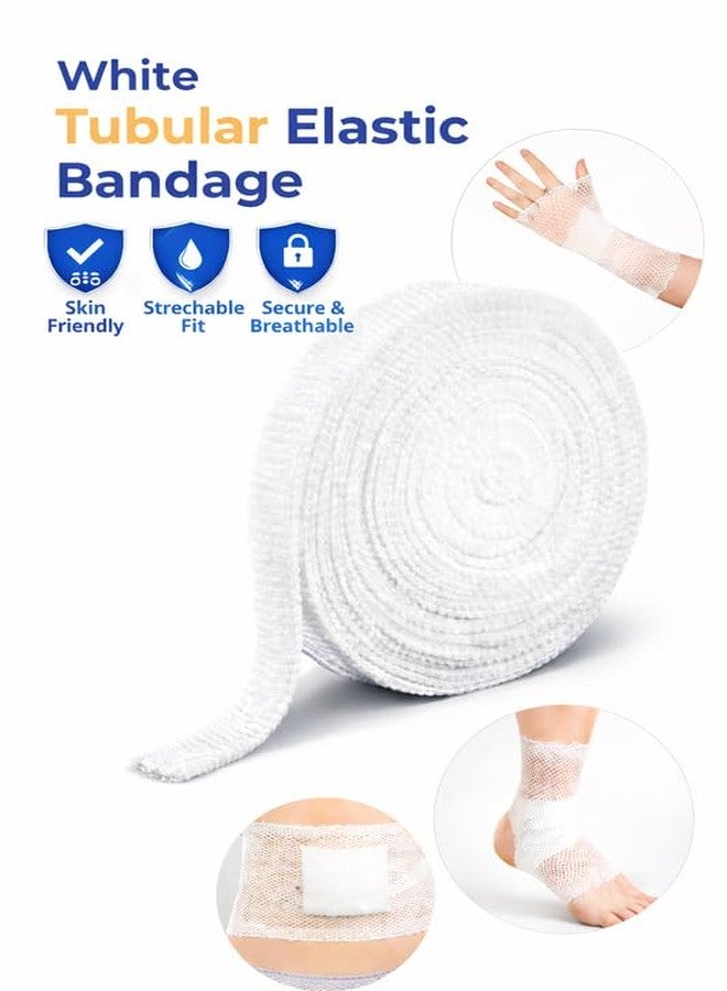 A-TAPE Tubular Stretch Net Bandage Size 2, (2cm x 25m) | Elastic Dressing Retainer No Tape Needed | Breathable Super Elastic Mesh Wound Care Support for Arm & Leg | Suitable for Humans & Pets (Dogs, Cats, Birds) | White | Pack of 1 - Image 2