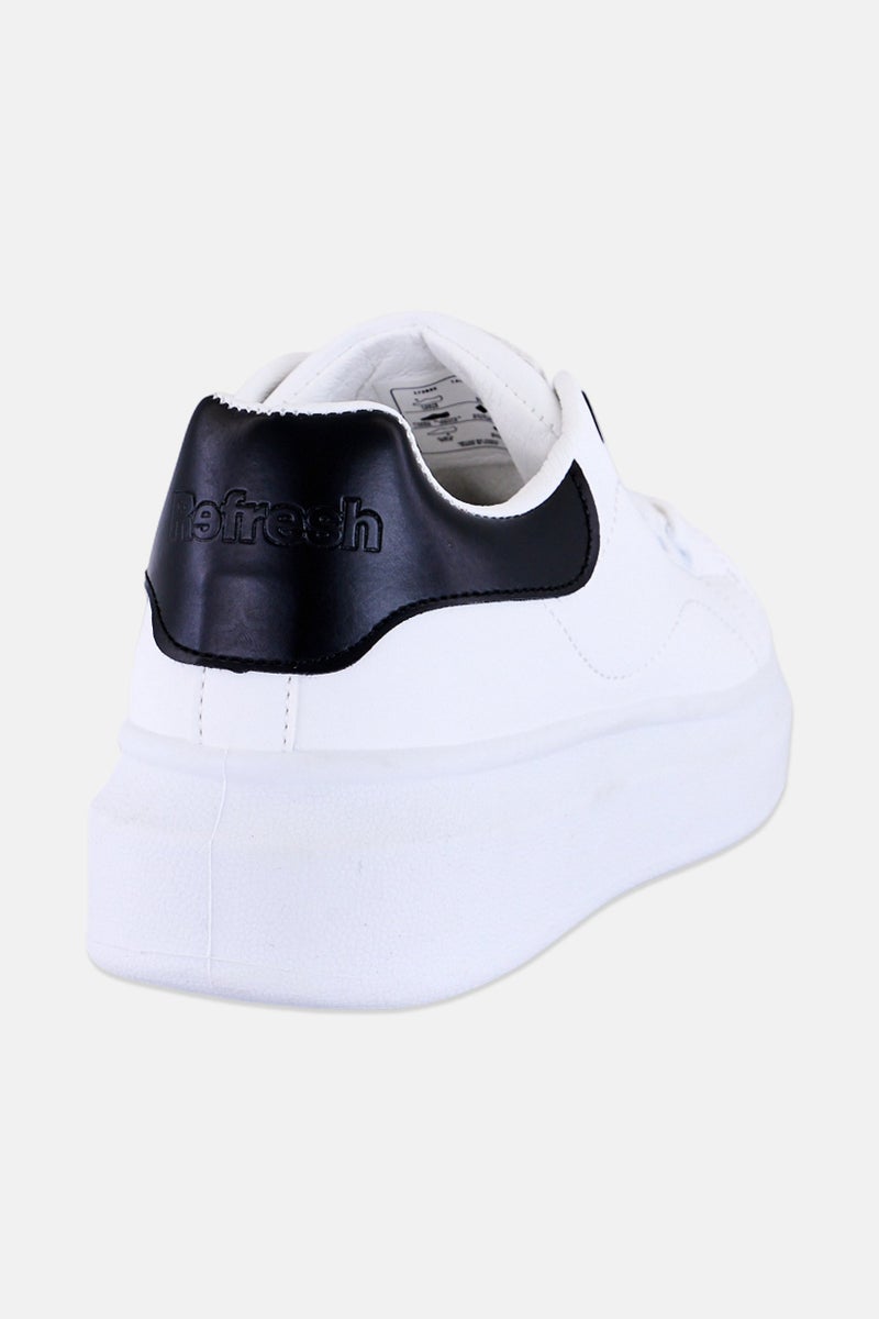 REFRESH Women Brand Logo Lace Up Casual Shoes, White - Image 4