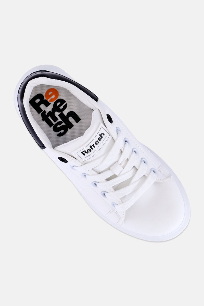 REFRESH Women Brand Logo Lace Up Casual Shoes, White - Image 2