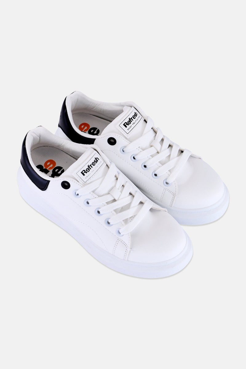 REFRESH Women Brand Logo Lace Up Casual Shoes, White - Image 3