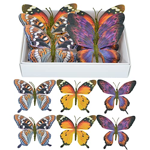 TaTalife Artificial Butterfly Silk Butterflys Butterflies for Crafts for Floral Arrangements 3D Butterfly Stakes Decor Christmas Tree Decor New Year Party Supplies