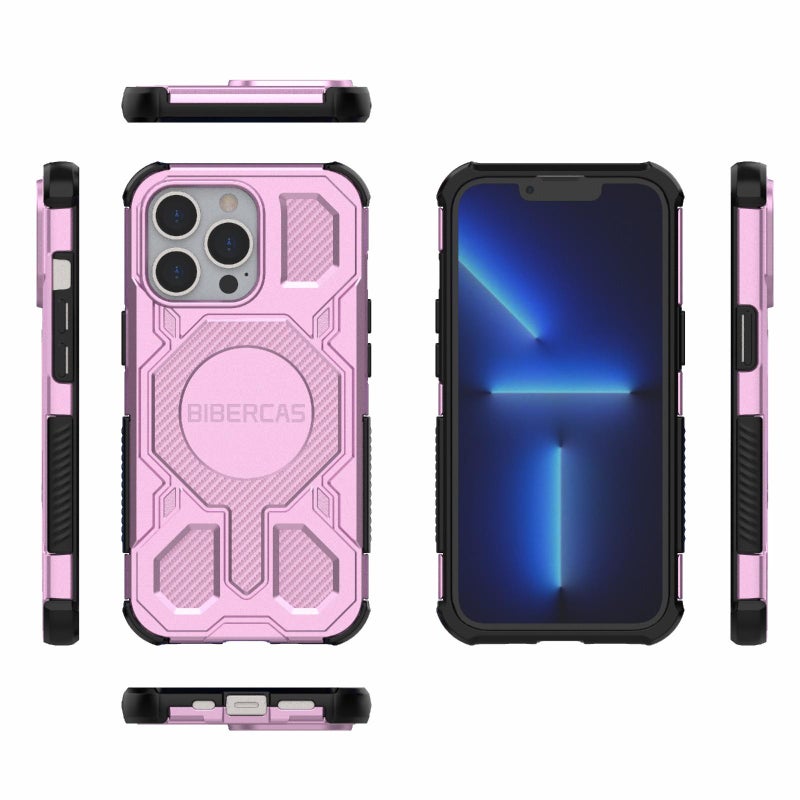 BIBERCAS For Iphone 13 Pro Real Color Series Magsafe Shockproof Phone Case(Pink) - Image 2