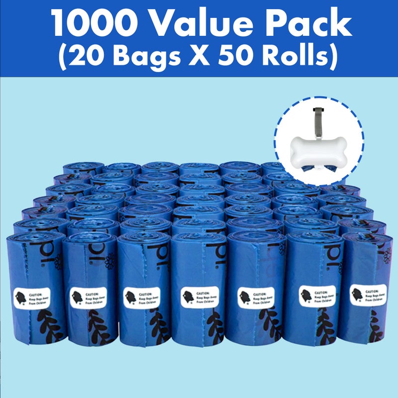 GORILLA SUPPLY 1000 Dog Poop Waste Bags with Dispenser and Leash Tie, 9" x 13", Blue, 1000 Count - Image 2