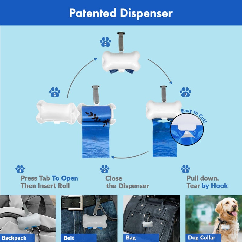 GORILLA SUPPLY 1000 Dog Poop Waste Bags with Dispenser and Leash Tie, 9" x 13", Blue, 1000 Count - Image 3