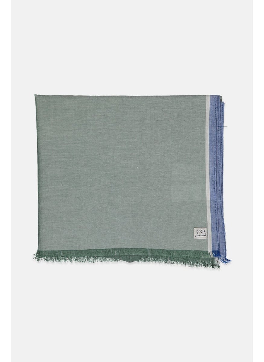 Tchibo Men Fringed Hem Woven Scarf 190 x 56 cm, Dusty Green  - Image 3