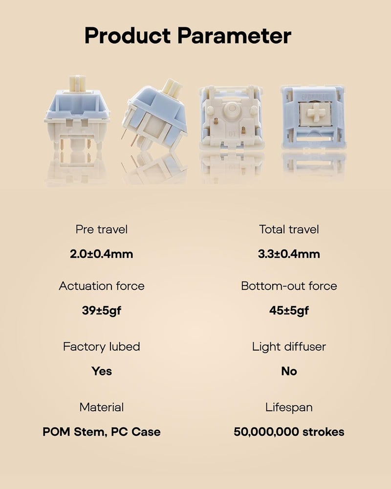 EPOMAKER Silent Mechanical Keyboard Switches Set - 35 Pieces Factory Pre-Lubed, 5-Pin Linear/Tactile Switches for Custom Mechanical Keyboards (Sorane(Linear Silent)) - Image 4