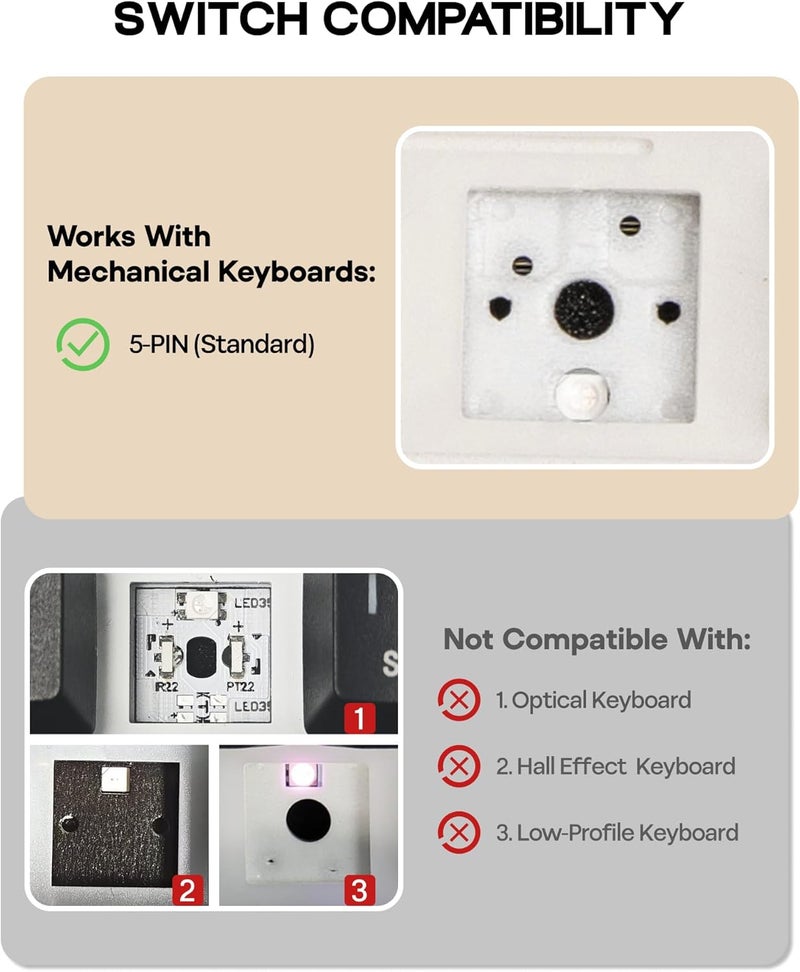 EPOMAKER Silent Mechanical Keyboard Switches Set - 35 Pieces Factory Pre-Lubed, 5-Pin Linear/Tactile Switches for Custom Mechanical Keyboards (Sorane(Linear Silent)) - Image 3