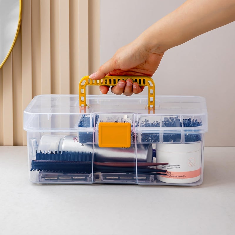Vidifor Plastic Clear Portable Handled Storage Box with Adjustable Dividers Art Supply Organizer Multipurpose Home Utility Box for Craft, Sewing, Medicine, Makeup, Office Supplies (L, Clear) - Image 5