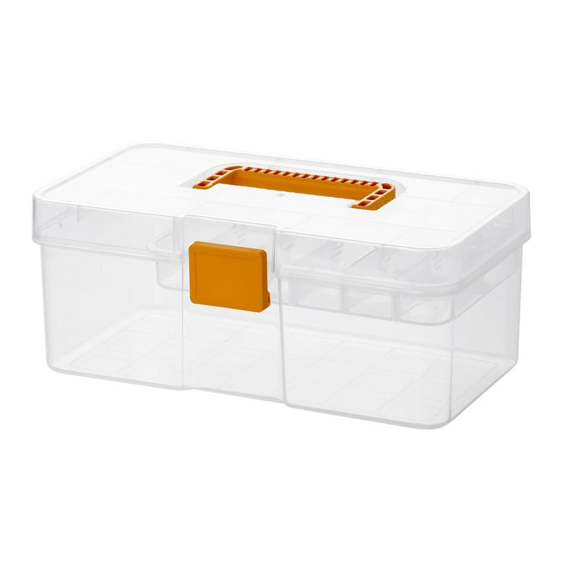 Vidifor Plastic Clear Portable Handled Storage Box with Adjustable Dividers Art Supply Organizer Multipurpose Home Utility Box for Craft, Sewing, Medicine, Makeup, Office Supplies (L, Clear) - Image 1
