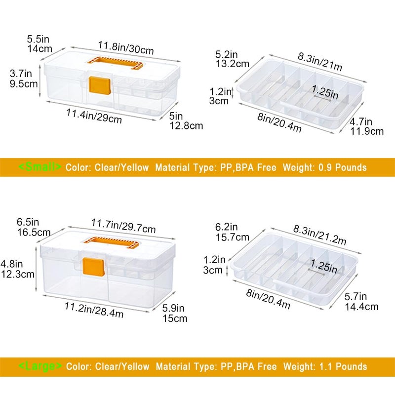 Vidifor Plastic Clear Portable Handled Storage Box with Adjustable Dividers Art Supply Organizer Multipurpose Home Utility Box for Craft, Sewing, Medicine, Makeup, Office Supplies (L, Clear) - Image 3