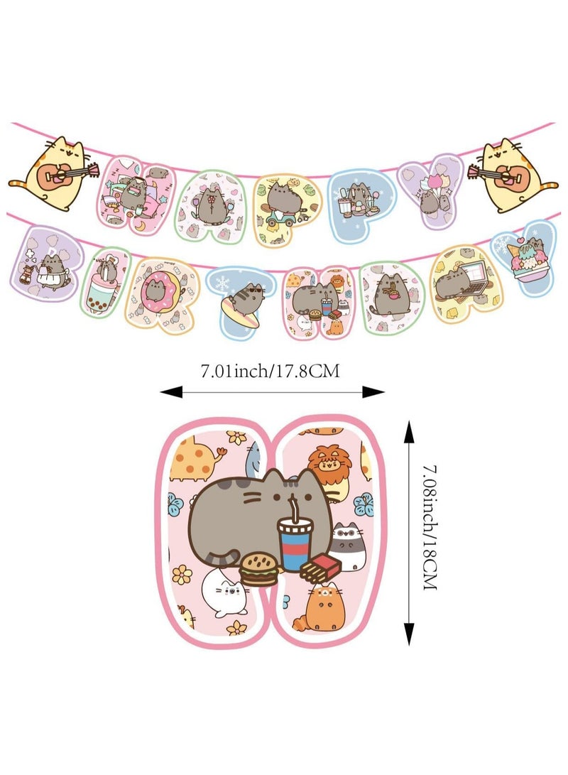 عام مجموعة ديكور حفلات قطط لطيفة (44 قطعة) — تشمل لافتات و بالونات وزينة للكعك/الكب كيك ودوامات معلقة، مثالية لأعياد الميلاد والحفلات ذات الطابع الحيواني الأليف. - Image 2