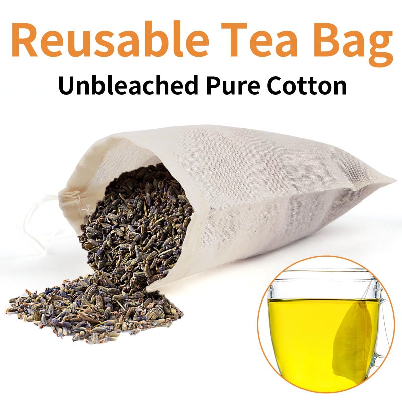 Hoiny 60 Pcs Empty Spice Bags for Cooking Soup, 3x4 In Natural Muslin Drawstring Bag, Reusable Tea Bags for Loose Tea, Small Cheese Cloth Cotton Bag for Straining, Unbleached Cheesecloth Herb Sachet Bag - Image 4
