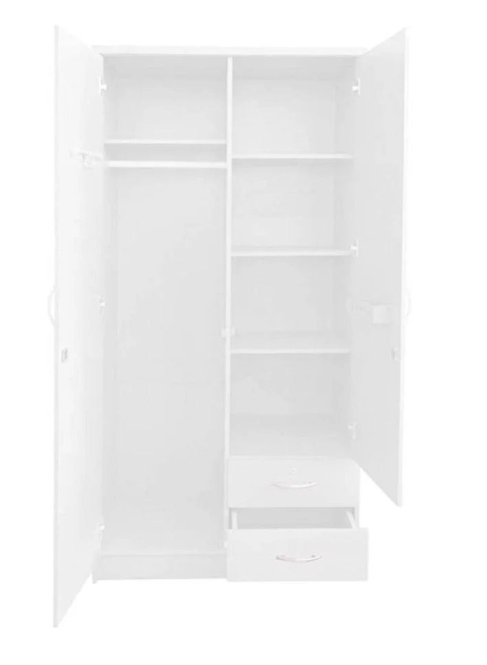 SILA 2 Lockable Door With 2 Drawers Stylish Wooden Wardrobe Cabinet,Cupboard Of Engineered Wood Perfect Heavy Duty Color White  - Image 4