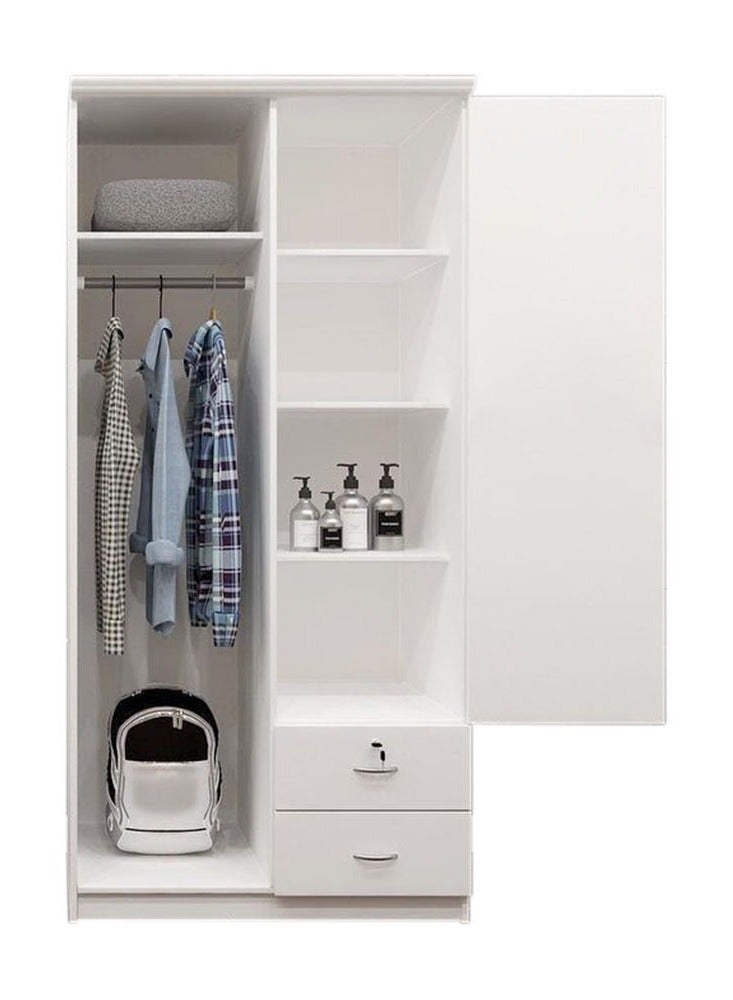 SILA 2 Lockable Door With 2 Drawers Stylish Wooden Wardrobe Cabinet,Cupboard Of Engineered Wood Perfect Heavy Duty Color White  - Image 2