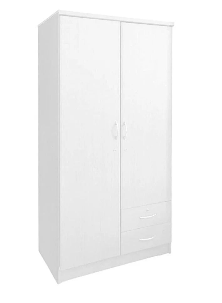 SILA 2 Lockable Door With 2 Drawers Stylish Wooden Wardrobe Cabinet,Cupboard Of Engineered Wood Perfect Heavy Duty Color White  - Image 3