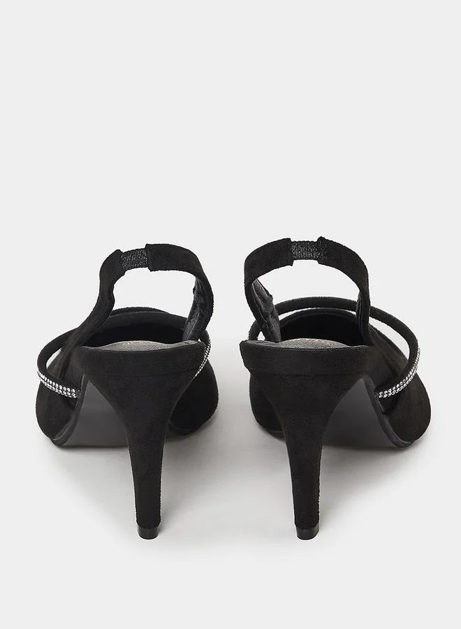 Styli Rhinestone Detail Quarter Strap Pumps