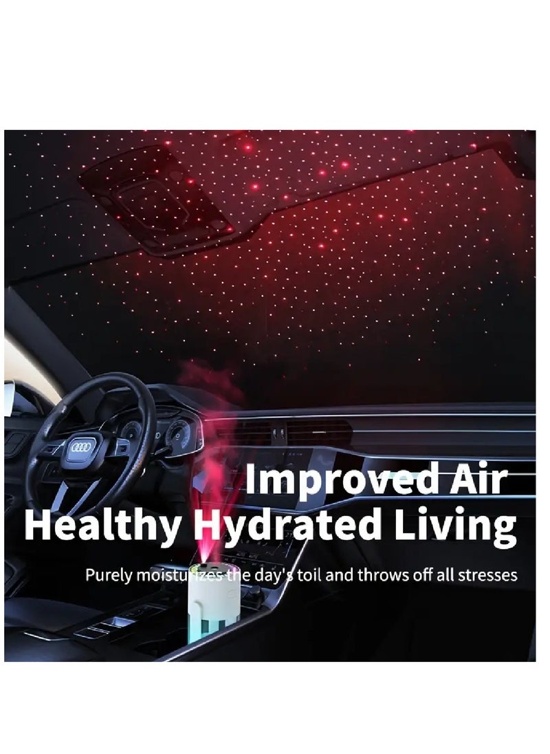 DIGI CORE - Humidifiers For Bedroom With Night Light Cool Mist Humidifier For Home And Car Star Projector Galaxy Night Light Aroma Diffuser 280ML Rotating Head With Multimodes Operated With Light White/Clear - Image 1