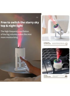 DIGI CORE Humidifiers For Bedroom With Night Light Cool Mist Humidifier For Home And Car Star Projector Galaxy Night Light Aroma Diffuser 280ML Rotating Head With Multimodes Operated With Light White/Clear  - Image 5