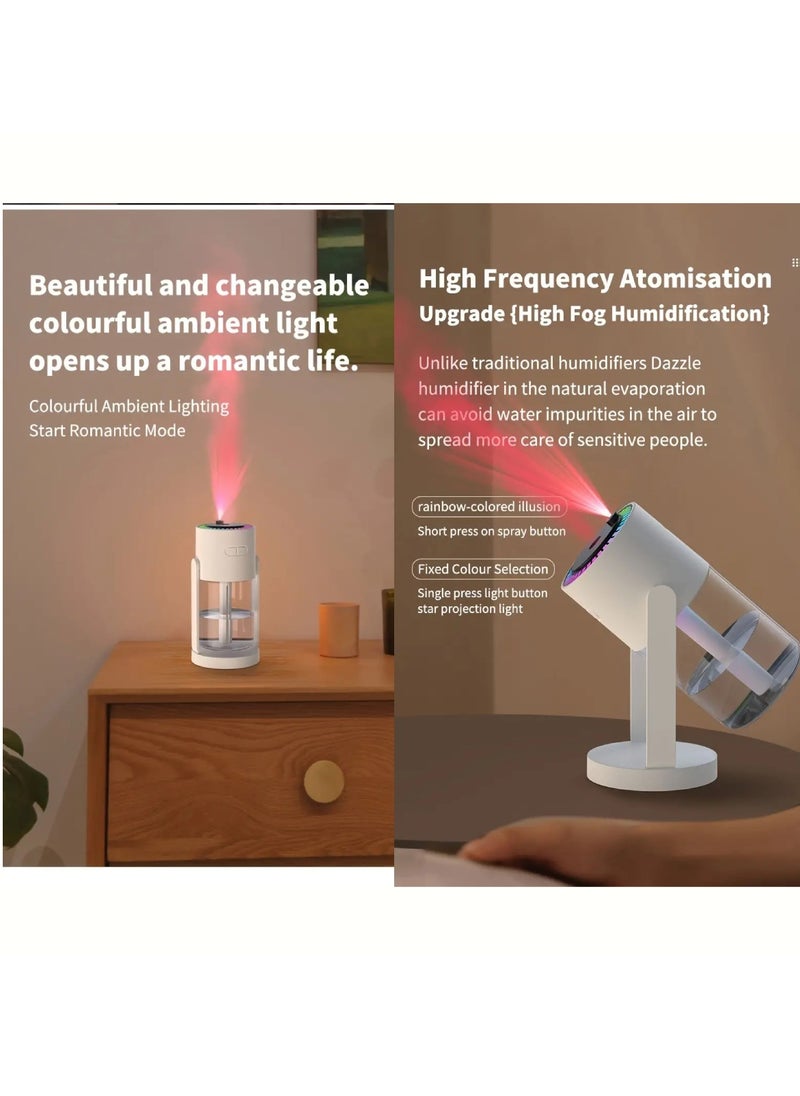 DIGI CORE - Humidifiers For Bedroom With Night Light Cool Mist Humidifier For Home And Car Star Projector Galaxy Night Light Aroma Diffuser 280ML Rotating Head With Multimodes Operated With Light White/Clear - Image 1