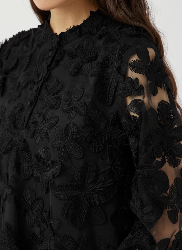YAS Lace Detail Flared Sleeve Mini Dress - Image 3