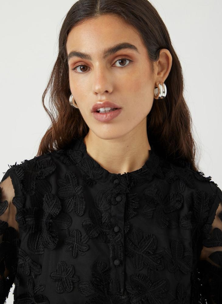 YAS Lace Detail Flared Sleeve Mini Dress - Image 4