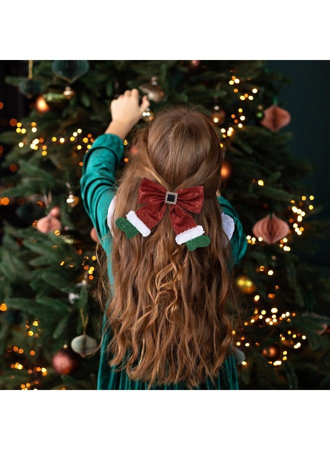 melyde Christmas Hair Bow Clip 6.5 Inch Red Christmas Stocking Hair Clip Kids Girls Women Sparkly Glitter Holiday Hair Accessories For Xmas Party Decor - Image 2