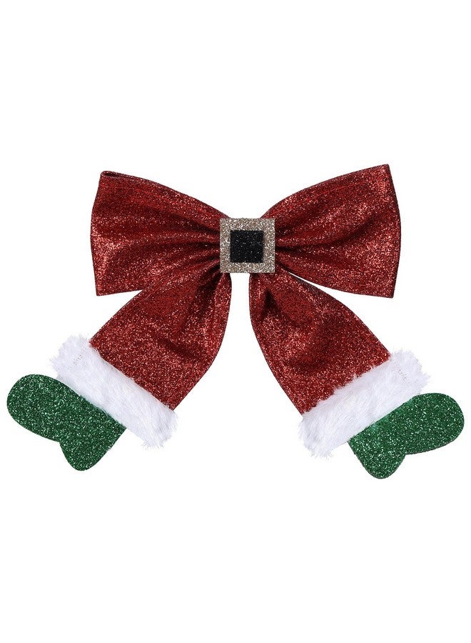 melyde Christmas Hair Bow Clip 6.5 Inch Red Christmas Stocking Hair Clip Kids Girls Women Sparkly Glitter Holiday Hair Accessories For Xmas Party Decor - Image 1